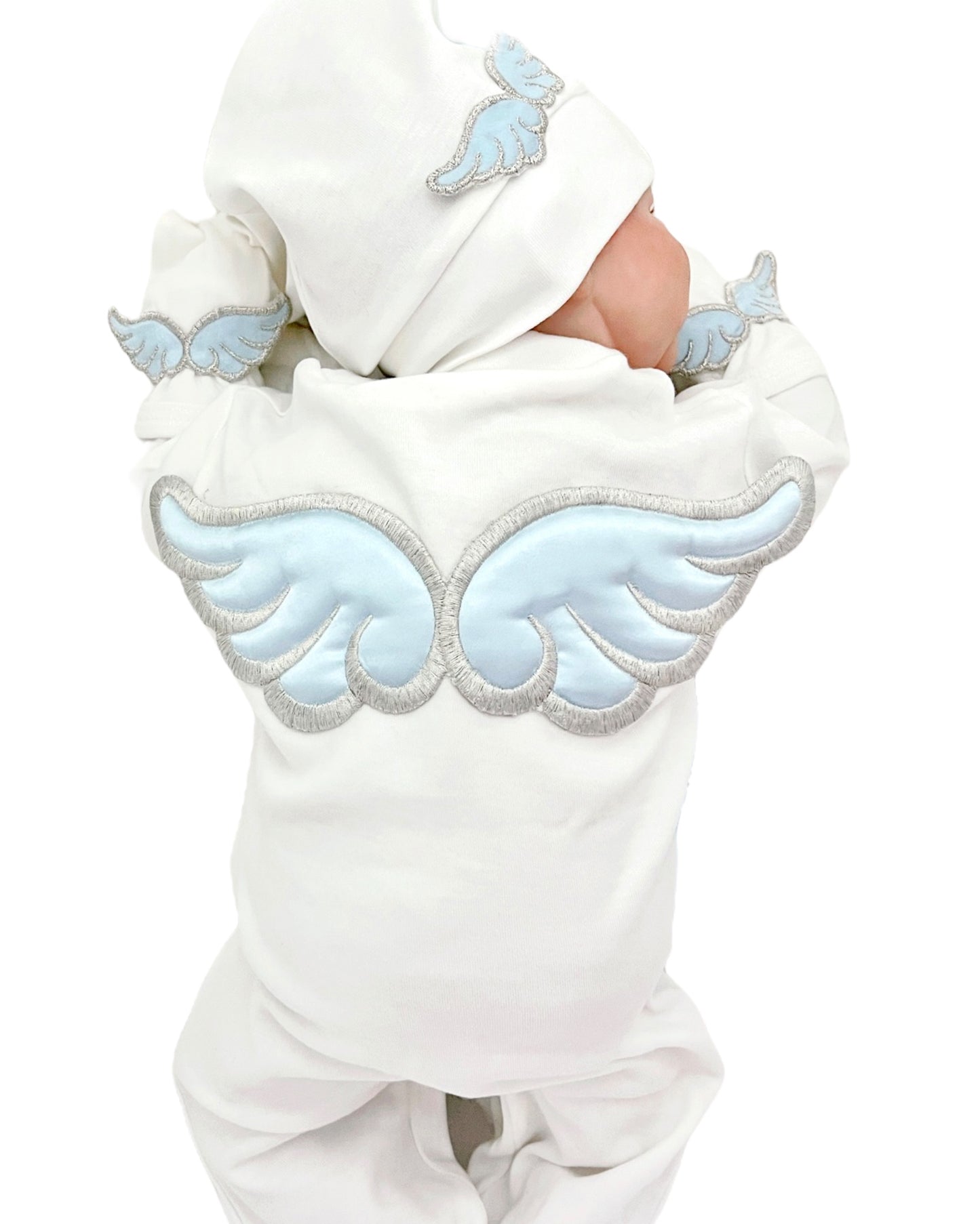 Engel Strampler Taufe Junge Baby Baby Fotoshooting (Blau)