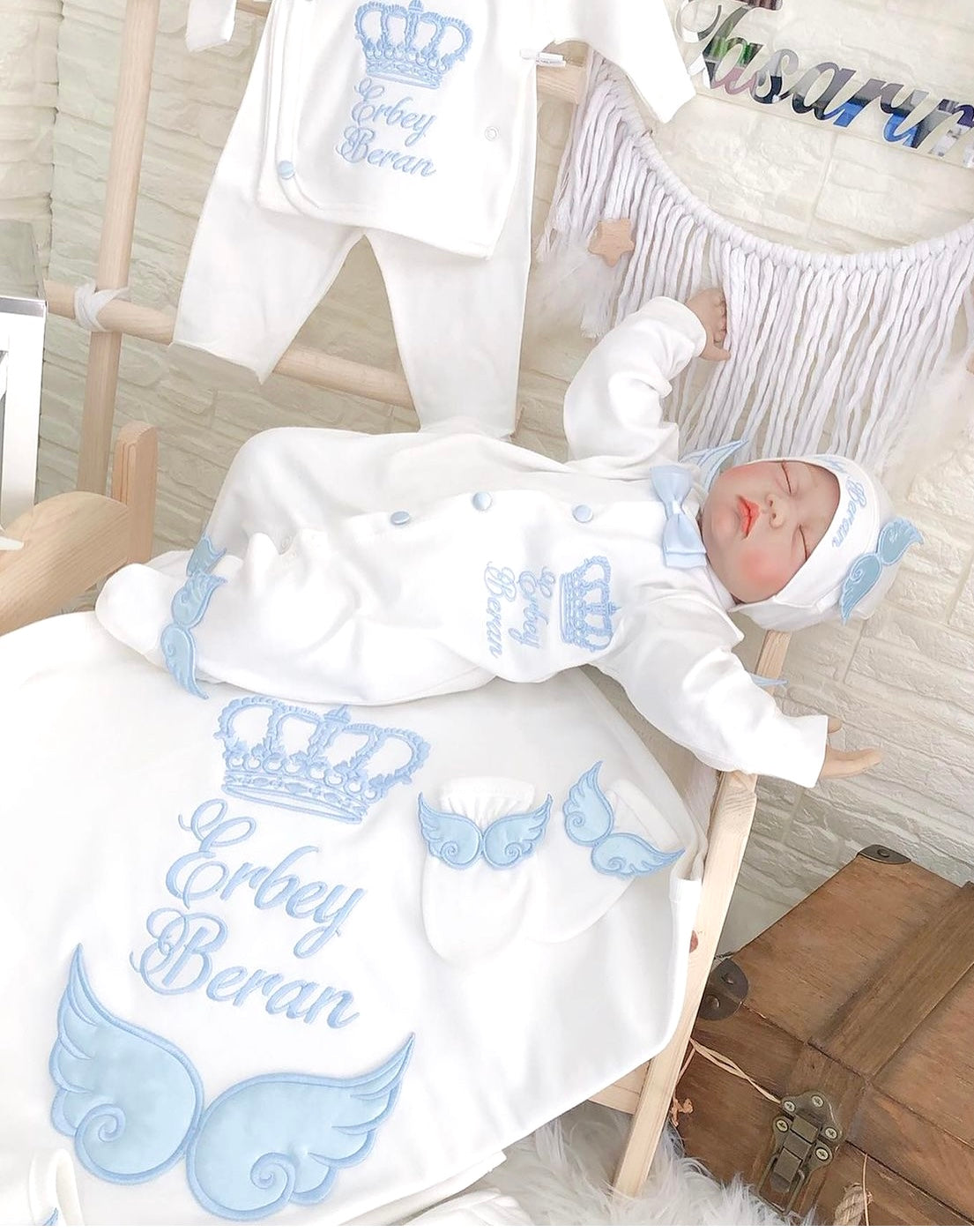 Jungen Neugeborenen Set Babyworld219 – Personalisiert Babydecke Kuscheldecke