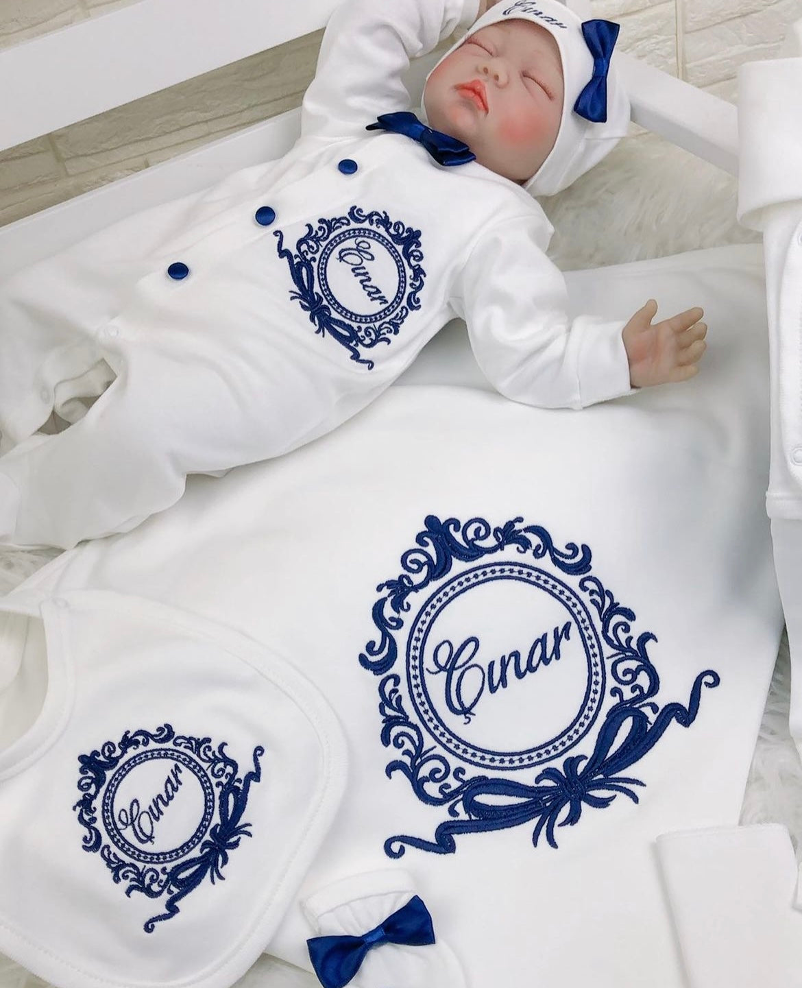 Strampler mit Name Junge Babydecke Personalisiert