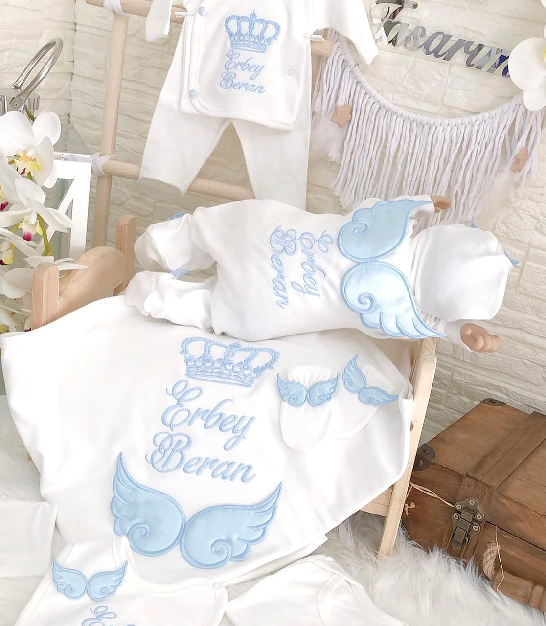 Jungen Neugeborenen Set Personalisiert Babydecke Kuscheldecke