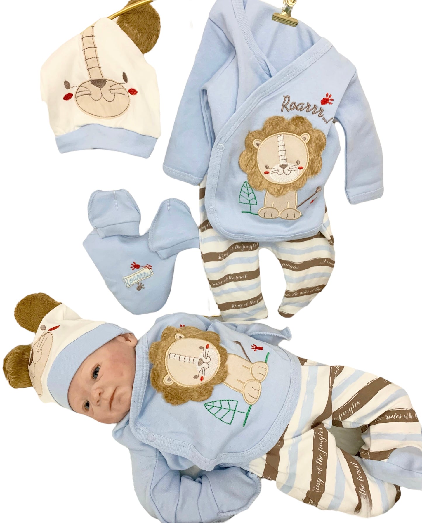 Jungen Erstausstattung Erstlingsset Blau (Löwe)