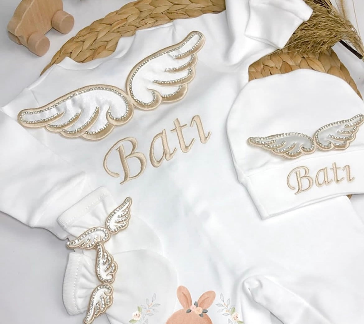 Engel Strampler Gold Personalisiert Babydecke mit Name