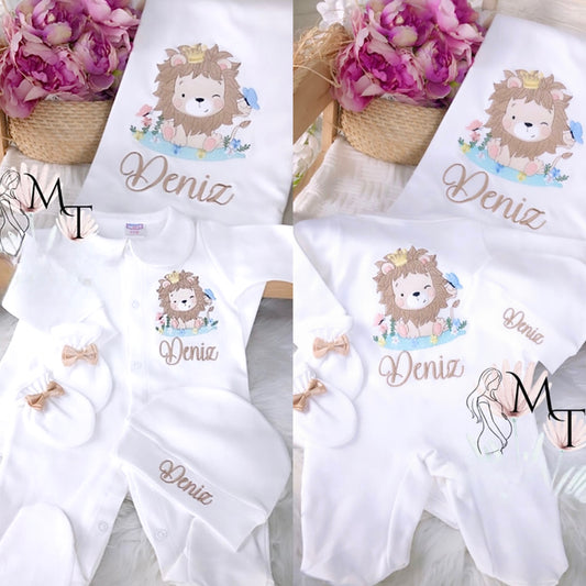 Löwe Strampler Personalisiert Babydecke mit Name