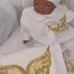 Engel Strampler Gold Personalisiert Babydecke mit Name