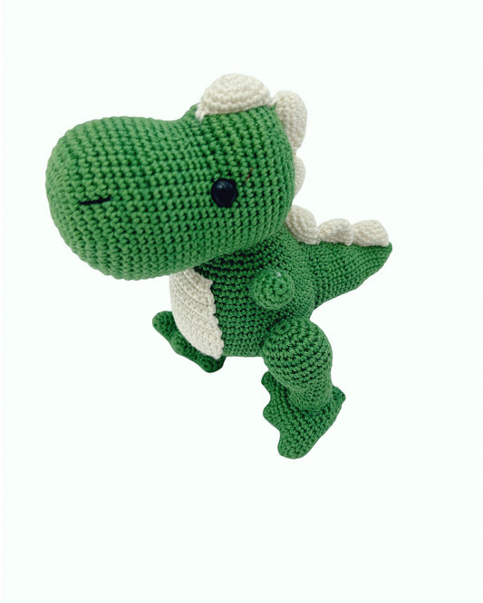 Dino Amigurumi Kuscheltier- Holzrassel - Schnullerkette