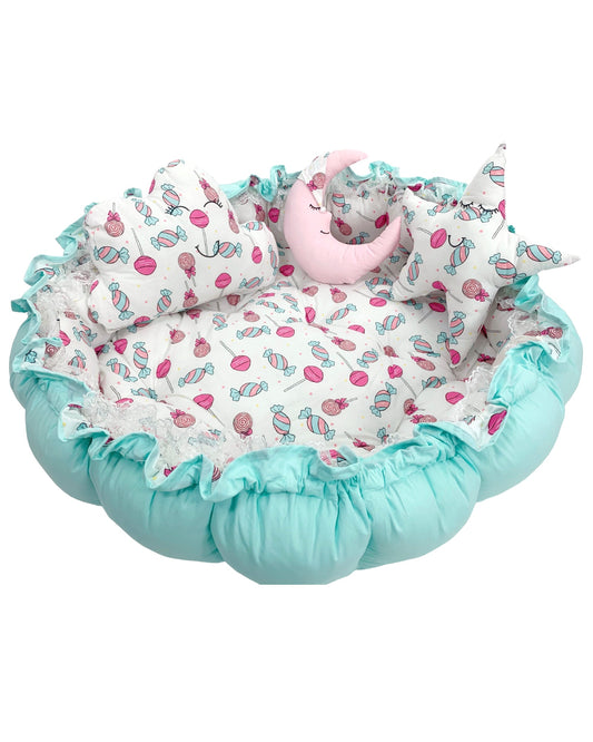 2in1 Babynest & Spielmatte Krabbeldecke Kokon Kuschelnest Nestchen (Lollipop)