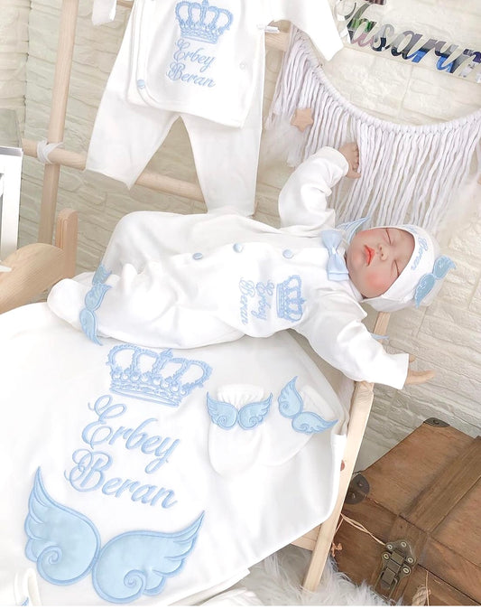 Jungen Neugeborenen Set Personalisiert Babydecke Kuscheldecke