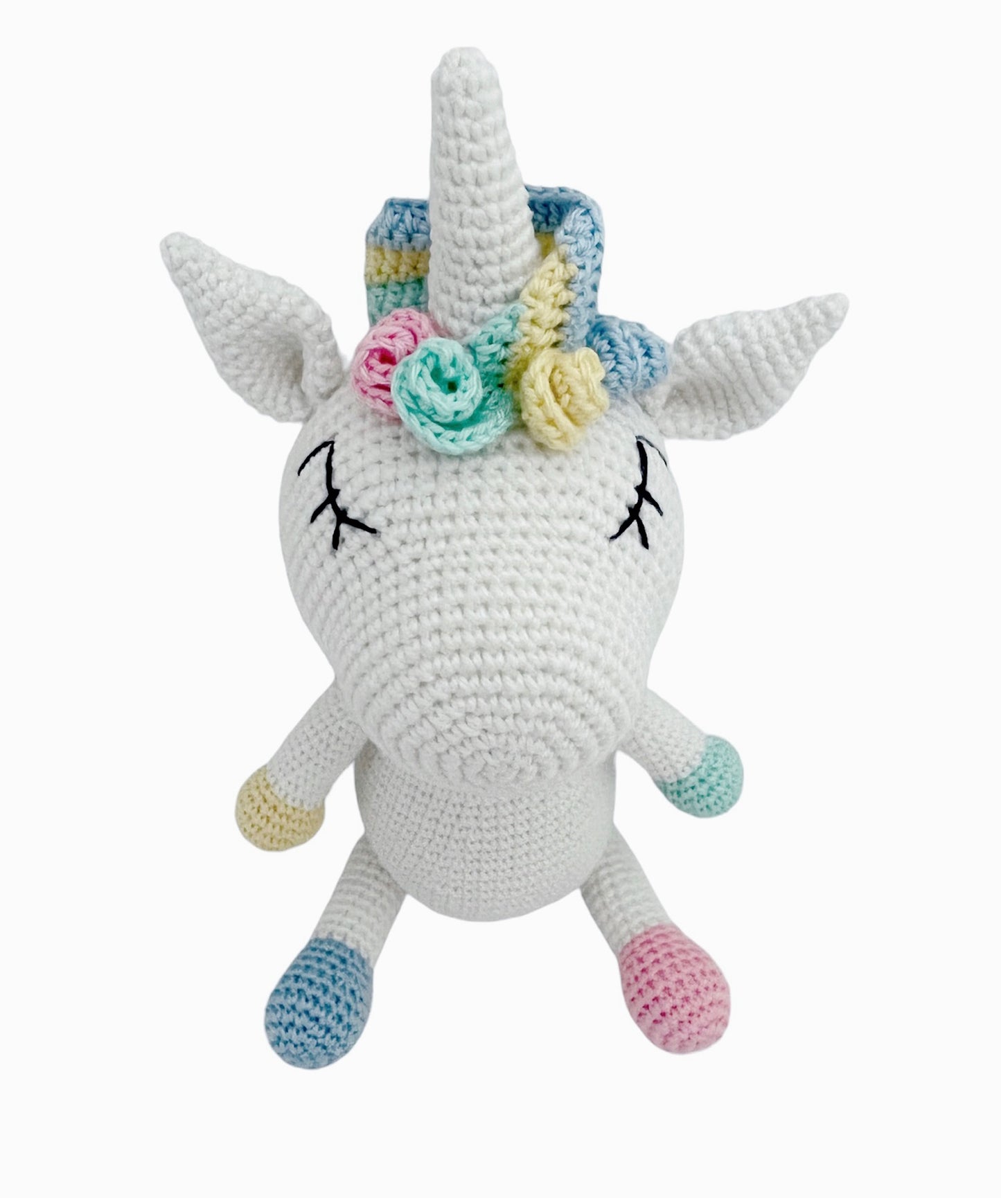 Kuscheltier gehäkelt Stofftier Amigurumi Zertifizierte Baumwolle (Einhorn)