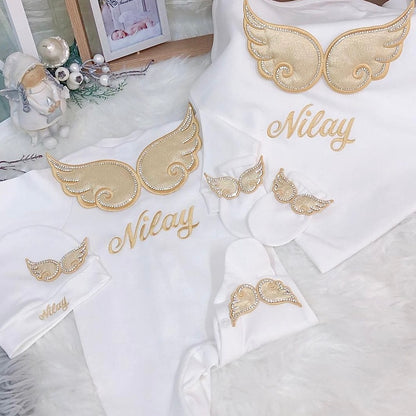 Engel Strampler Gold Personalisiert Babydecke mit Name