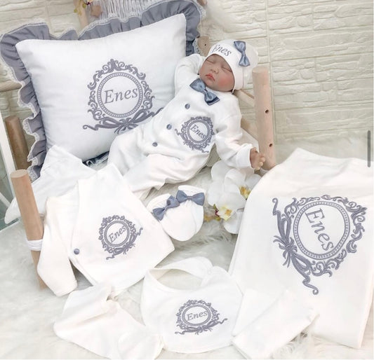 Personalisierte Strampler Babydecke mit Name Baumwolle