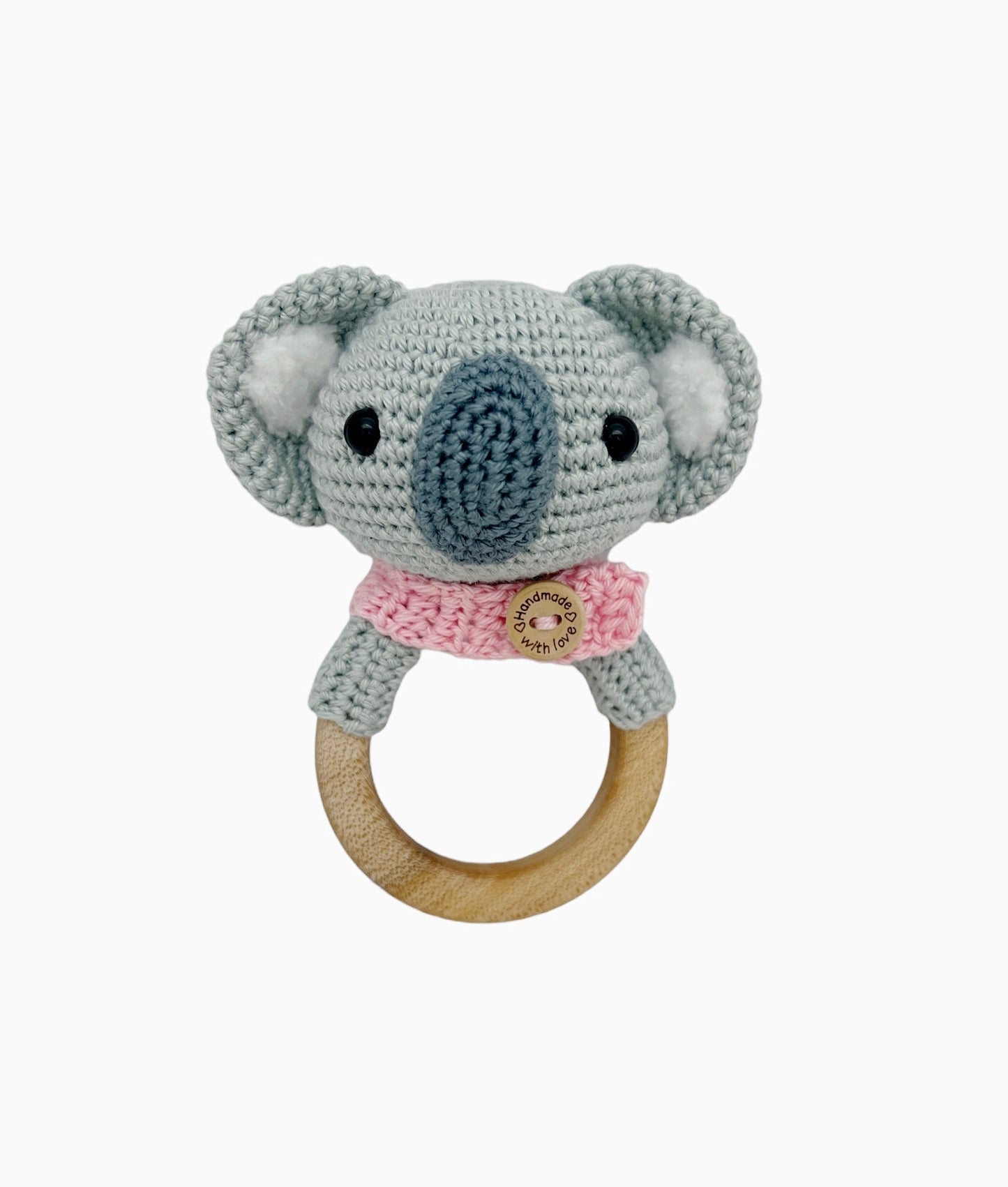 Amigurumi Holzrassel Spielzeug Beißring Greifling (Koala)