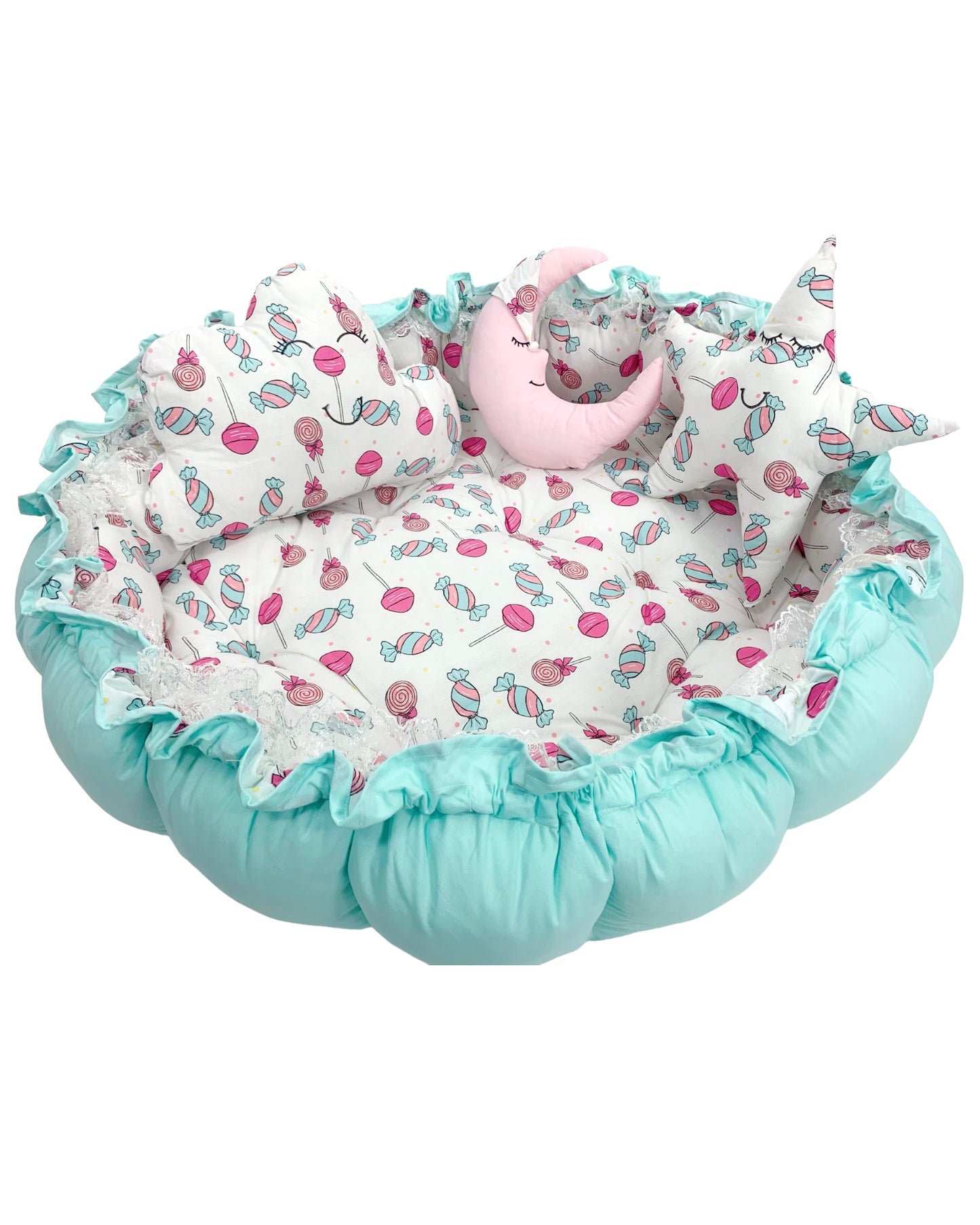 2in1 Babynest & Spielmatte Krabbeldecke Kokon Kuschelnest Nestchen (Lollipop)