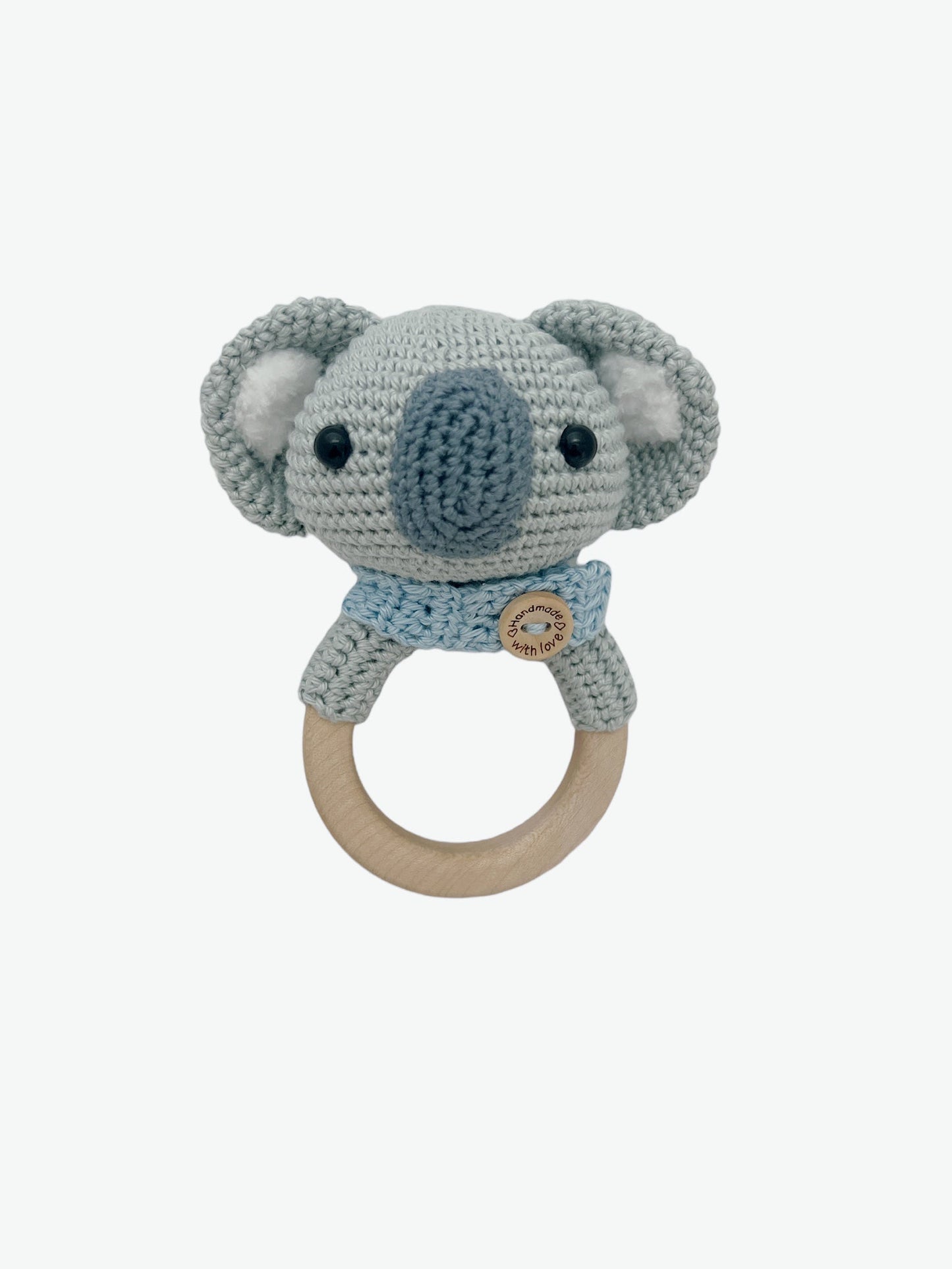 Amigurumi Holzrassel Spielzeug Beißring Greifling (Koala)