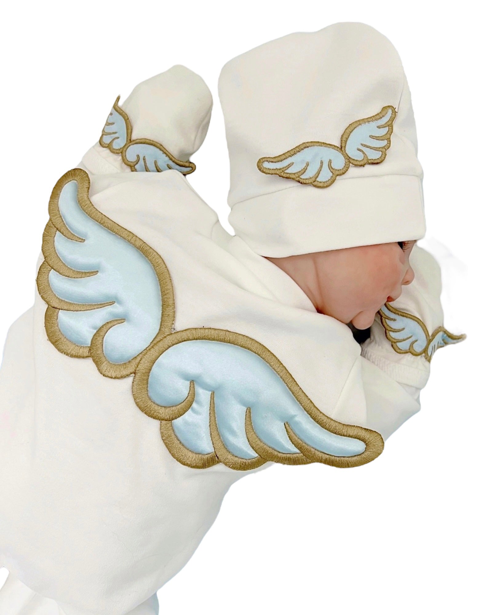 strampler mit integrierten handschuhen Engel Jungen Strampler Einteiler Taufanzug Babyshooting – Babyworld219